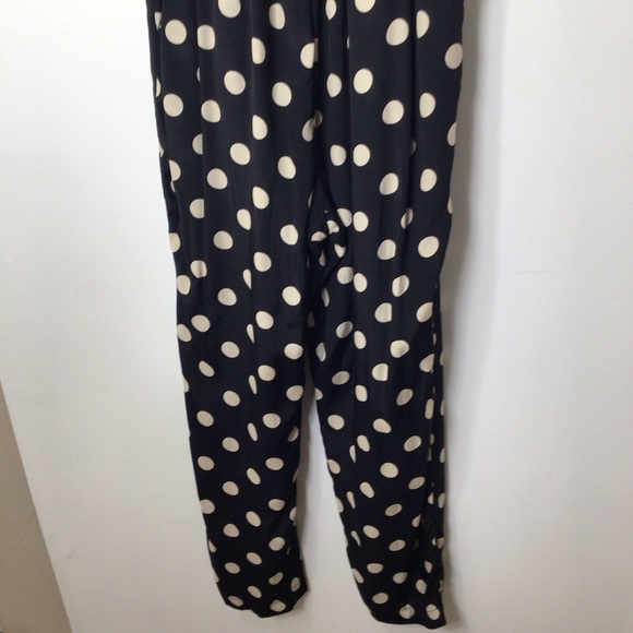 Anthropologie Corey Lynn Colter jumpsuit blue tan polka dot medium USA - Picture 3 of 9
